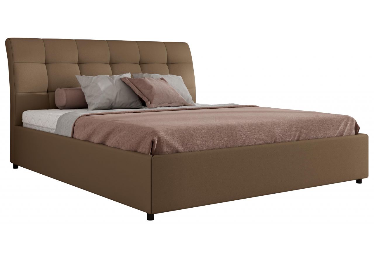 Łóżko tapicerowane GALA CLASSIC 180x200 - materac multipocket - brązowy, ekoskóra