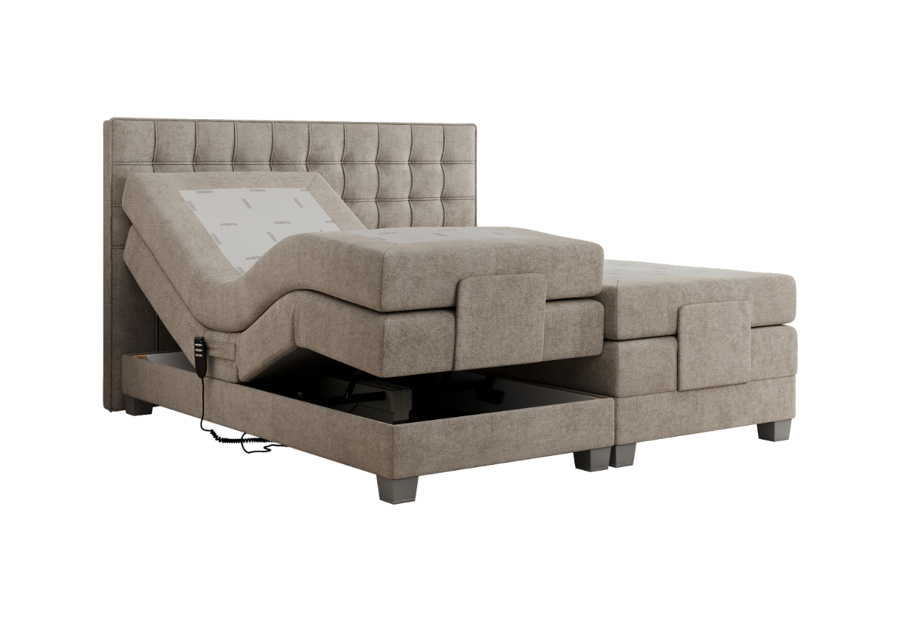 Łóżko kontynentalne, elektrycznie sterowane z pilota - ELECTRO 200x200 - Matana 17 - beżowy - OUTLETU