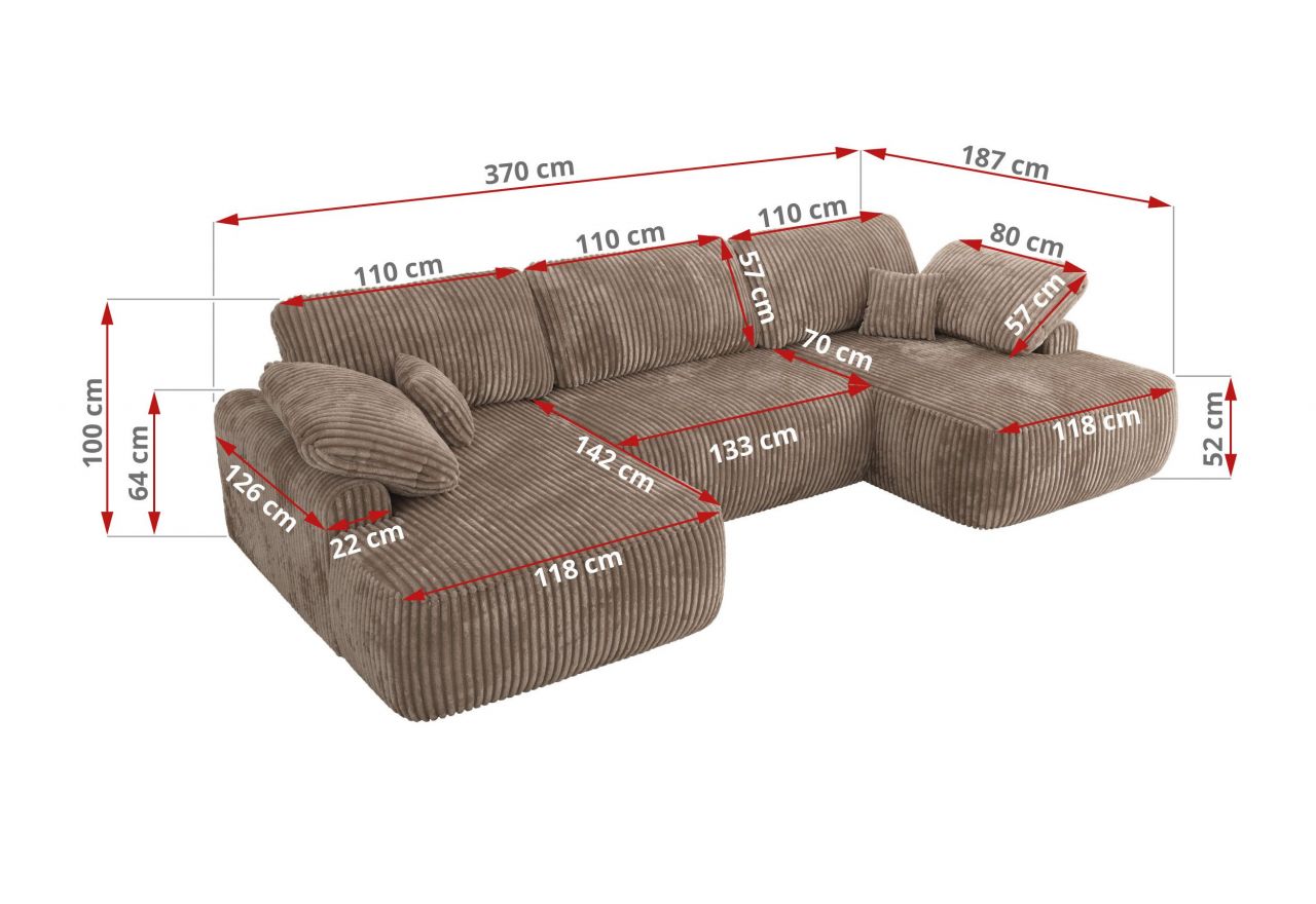 Narożnik CUBO U - Tilia 17 - brązowy - OUTLETU