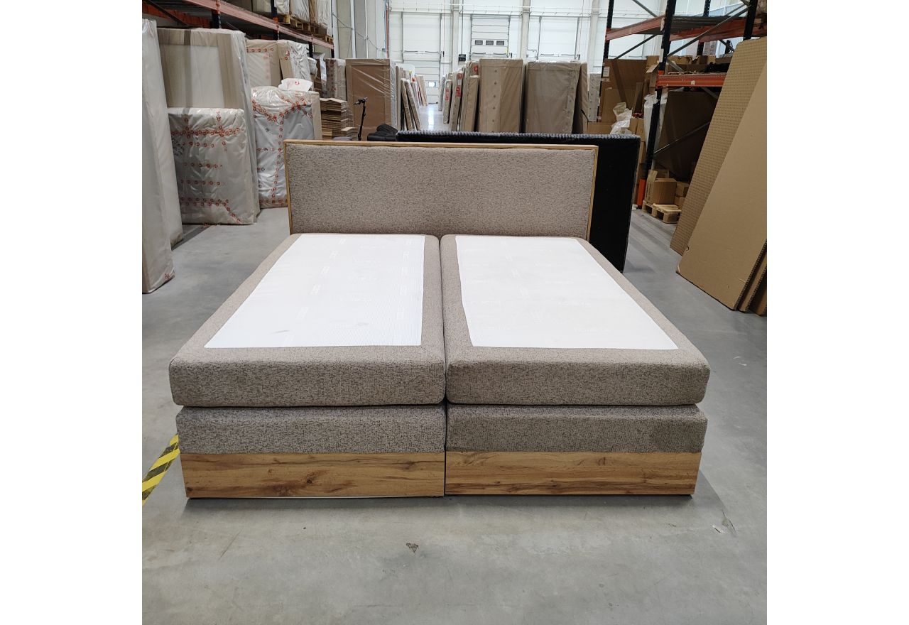 Łóżko kontynentalne WOOD CLASSIC KING 200x200 - Puente 16 - beżowy - OUTLETU