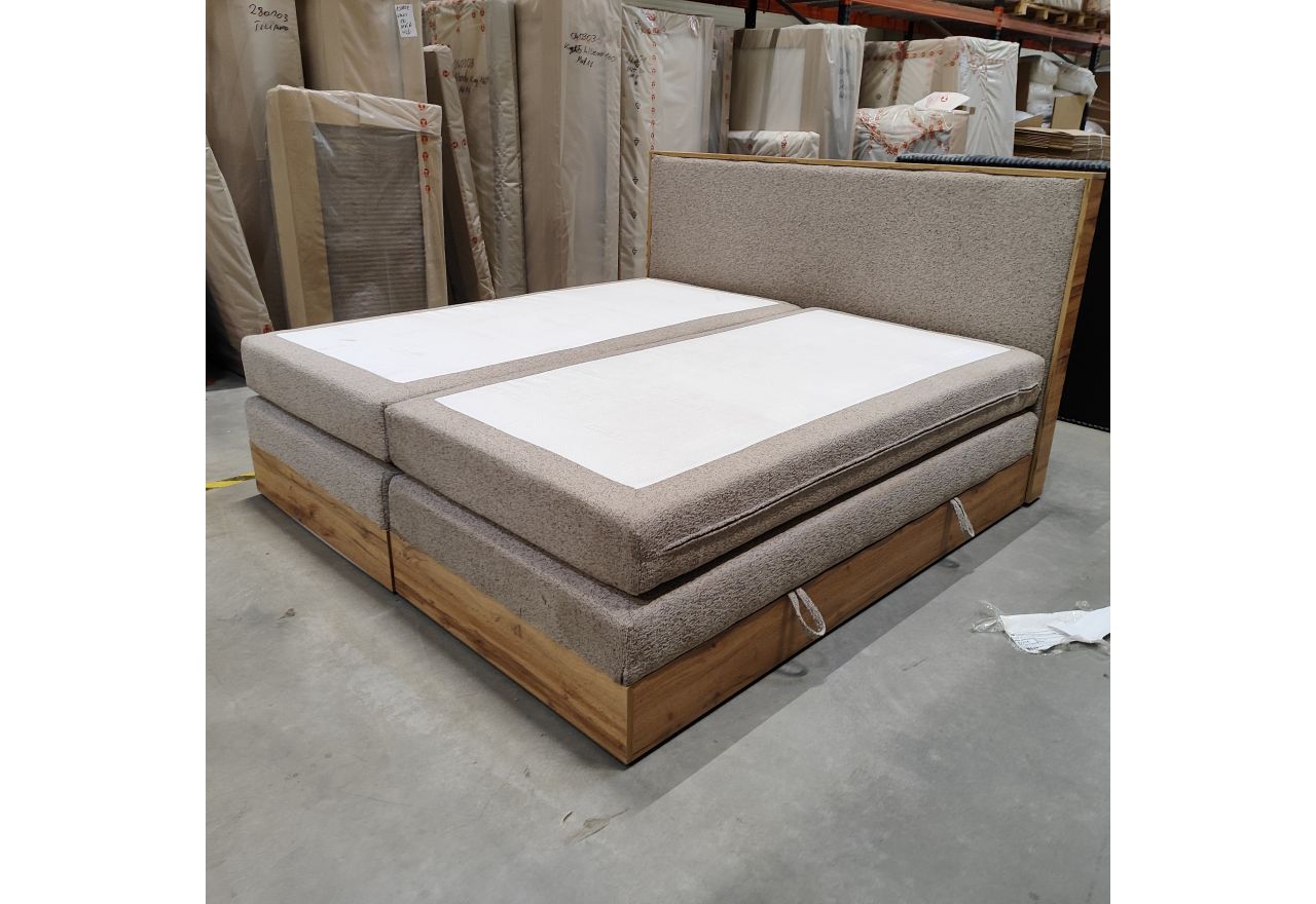 Łóżko kontynentalne WOOD CLASSIC KING 200x200 - Puente 16 - beżowy - OUTLETU
