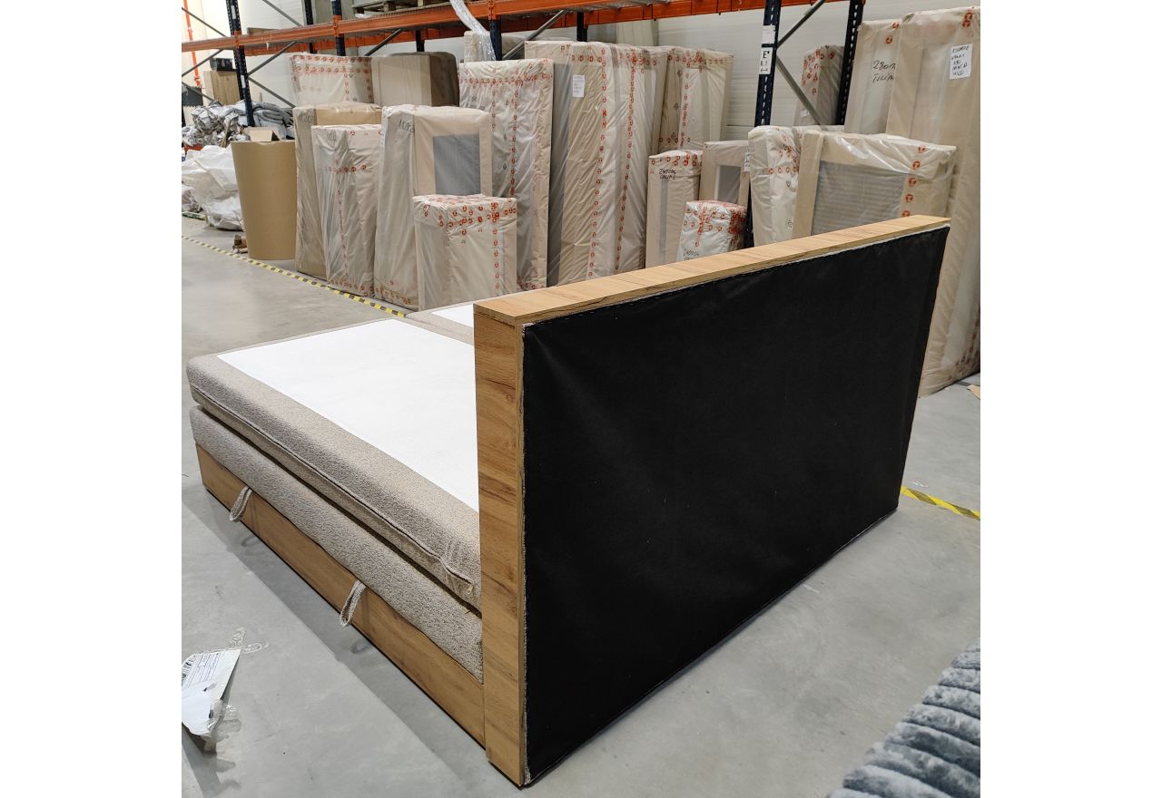 Łóżko kontynentalne WOOD CLASSIC KING 200x200 - Puente 16 - beżowy - OUTLETU