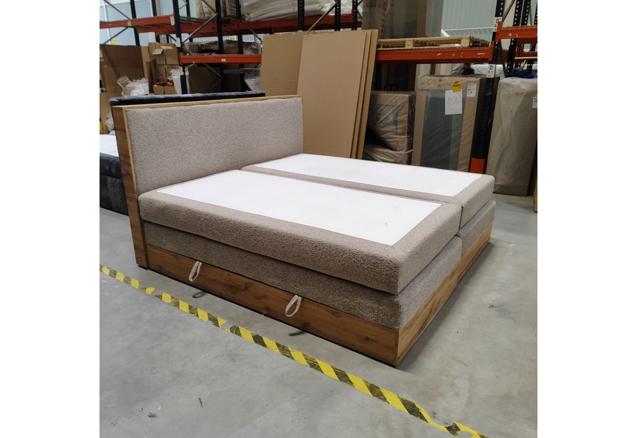 Łóżko kontynentalne WOOD CLASSIC KING 200x200 - Puente 16 - beżowy - OUTLETU