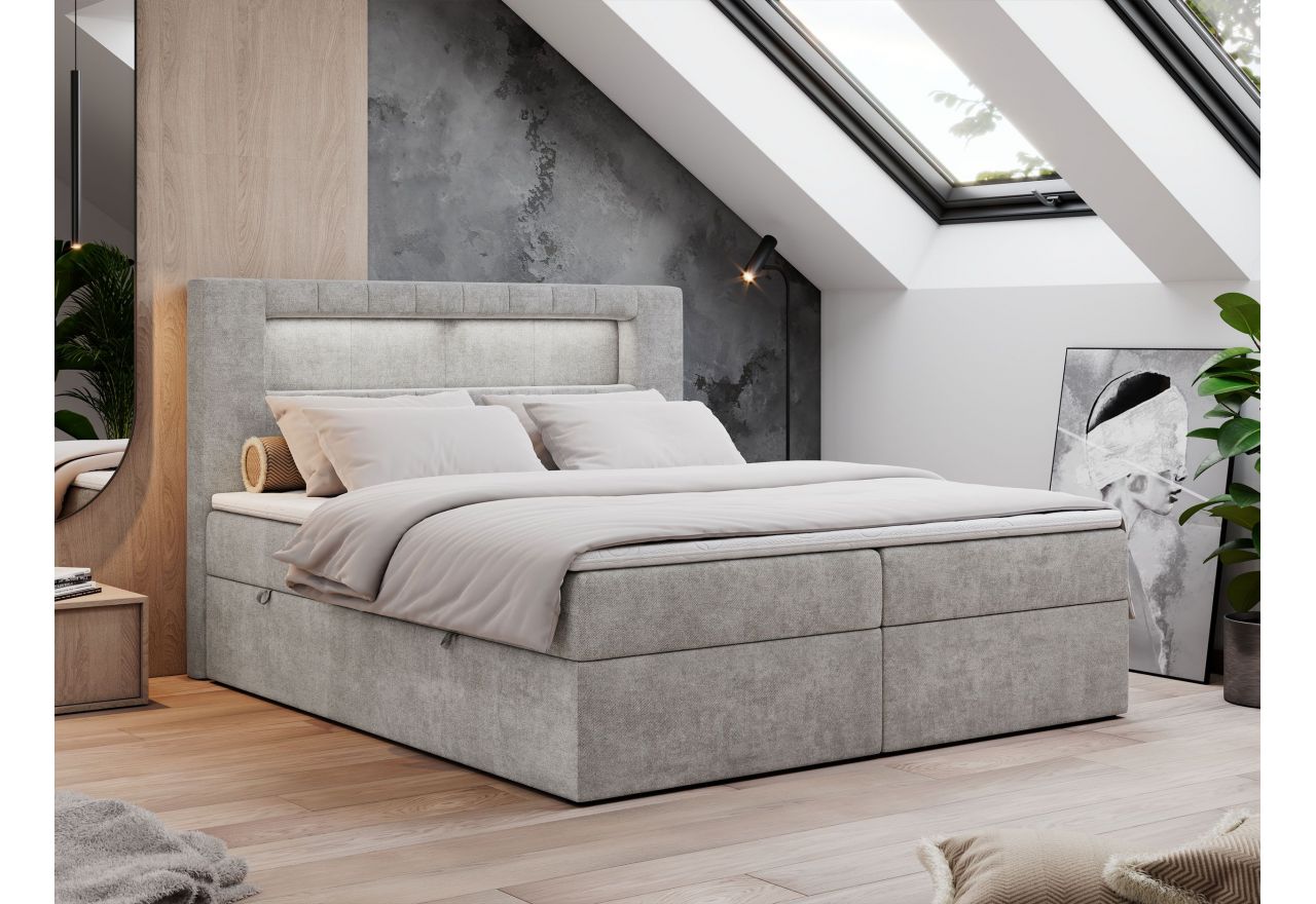 Łóżko kontynentalne GOLD 5 200x200 - Matana 01 - jasny szary - OUTLETU