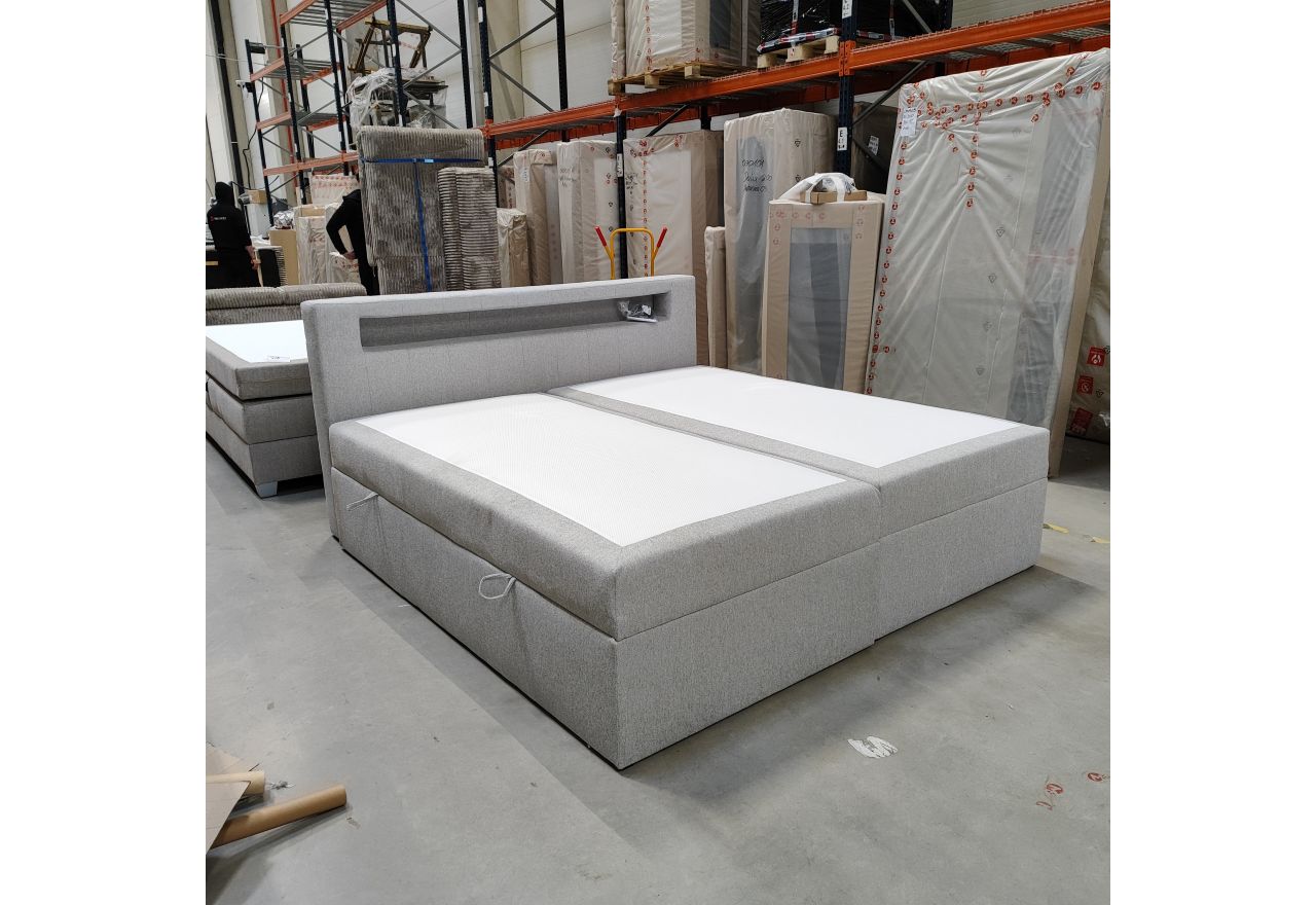 Łóżko kontynentalne GOLD 5 200x200 - Matana 01 - jasny szary - OUTLETU