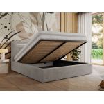 Łóżko tapicerowane GOLD 5 CLASSIC 180x200 - materac pocket - jasnoszary, plusz