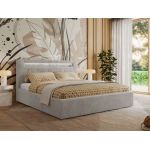 Łóżko tapicerowane GOLD 5 CLASSIC 160x200 - materac multipocket - jasnoszary, plusz