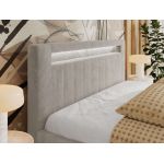 Łóżko tapicerowane GOLD 5 CLASSIC 180x200 - materac multipocket - jasnoszary, plusz