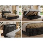 Łóżko tapicerowane GOLD 5 CLASSIC 180x200 - materac pocket - ciemnoszary, plusz