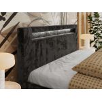 Łóżko tapicerowane GOLD 5 CLASSIC 160x200 - materac multipocket - ciemnoszary, plusz