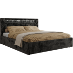 Łóżko tapicerowane GOLD 5 CLASSIC 180x200 - materac multipocket - ciemnoszary, plusz