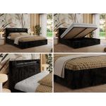 Łóżko tapicerowane GOLD 5 CLASSIC 180x200 - materac piankowy - czarny, plusz