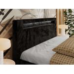 Łóżko tapicerowane GOLD 5 CLASSIC 180x200 - materac pocket - czarny, plusz
