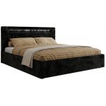 Łóżko tapicerowane GOLD 5 CLASSIC 180x200 - materac pocket - czarny, plusz