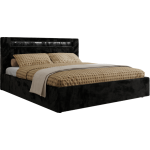 Łóżko tapicerowane GOLD 5 CLASSIC 200x200 - materac pocket - czarny, plusz