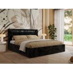 Łóżko tapicerowane GOLD 5 CLASSIC 180x200 - materac multipocket - czarny, plusz