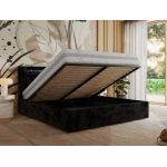 Łóżko tapicerowane GOLD 5 CLASSIC 180x200 - materac multipocket - czarny, plusz