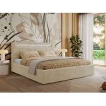 Łóżko tapicerowane GOLD 5 CLASSIC 180x200 - materac piankowy - kremowy, plusz