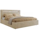 Łóżko tapicerowane GOLD 5 CLASSIC 180x200 - materac piankowy - kremowy, plusz