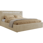 Łóżko tapicerowane GOLD 5 CLASSIC 180x200 - materac pocket - kremowy, plusz