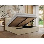 Łóżko tapicerowane GOLD 5 CLASSIC 160x200 - materac multipocket - kremowy, plusz
