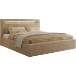 Łóżko tapicerowane GOLD 5 CLASSIC 180x200 - materac pocket - beżowy, plusz
