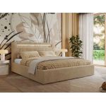 Łóżko tapicerowane GOLD 5 CLASSIC 160x200 - materac multipocket - beżowy, plusz