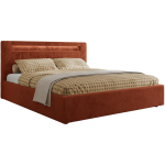 Łóżko tapicerowane GOLD 5 CLASSIC 180x200 - materac pocket - pomarańczowy, plusz