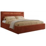 Łóżko tapicerowane GOLD 5 CLASSIC 180x200 - materac pocket - pomarańczowy, plusz