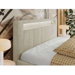 Łóżko tapicerowane GOLD 5 CLASSIC 160x200 - materac pocket - beżowy, welwet