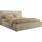 Łóżko tapicerowane GOLD 5 CLASSIC 180x200 - materac pocket - beżowy, welwet