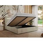 Łóżko tapicerowane GOLD 5 CLASSIC 160x200 - materac multipocket - beżowy, welwet