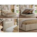 Łóżko tapicerowane GOLD 5 CLASSIC 180x200 - materac multipocket - beżowy, welwet