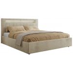 Łóżko tapicerowane GOLD 5 CLASSIC 180x200 - materac multipocket - beżowy, welwet