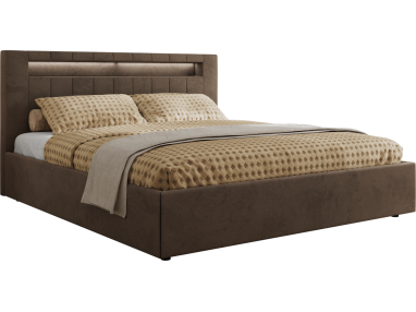 Łóżko tapicerowane GOLD 5 CLASSIC 160x200 - materac pocket - brązowy, welwet