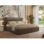 Łóżko tapicerowane GOLD 5 CLASSIC 140x200 - materac multipocket - brązowy, welwet