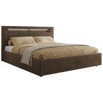 Łóżko tapicerowane GOLD 5 CLASSIC 160x200 - materac multipocket - brązowy, welwet