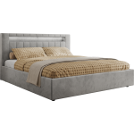 Łóżko tapicerowane GOLD 5 CLASSIC 160x200 - materac piankowy - jasnoszary, welwet