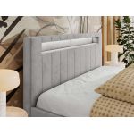 Łóżko tapicerowane GOLD 5 CLASSIC 180x200 - materac pocket - jasnoszary, welwet