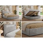 Łóżko tapicerowane GOLD 5 CLASSIC 180x200 - materac pocket - jasnoszary, welwet