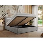 Łóżko tapicerowane GOLD 5 CLASSIC 180x200 - materac multipocket - jasnoszary, welwet