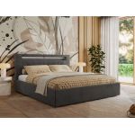 Łóżko tapicerowane GOLD 5 CLASSIC 160x200 - materac pocket - ciemnoszary, welwet