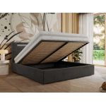 Łóżko tapicerowane GOLD 5 CLASSIC 180x200 - materac pocket - ciemnoszary, welwet