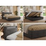 Łóżko tapicerowane GOLD 5 CLASSIC 180x200 - materac pocket - ciemnoszary, welwet