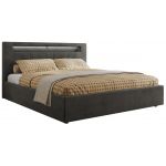 Łóżko tapicerowane GOLD 5 CLASSIC 180x200 - materac pocket - ciemnoszary, welwet