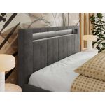 Łóżko tapicerowane GOLD 5 CLASSIC 180x200 - materac multipocket - ciemnoszary, welwet