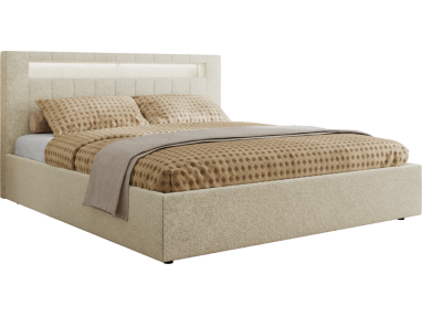 Łóżko tapicerowane GOLD 5 CLASSIC 140x200 - materac pocket - kremowy, struktura