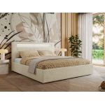 Łóżko tapicerowane GOLD 5 CLASSIC 160x200 - materac pocket - kremowy, struktura