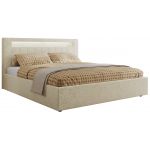 Łóżko tapicerowane GOLD 5 CLASSIC 180x200 - materac pocket - kremowy, struktura