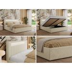 Łóżko tapicerowane GOLD 5 CLASSIC 160x200 - materac multipocket - kremowy, struktura